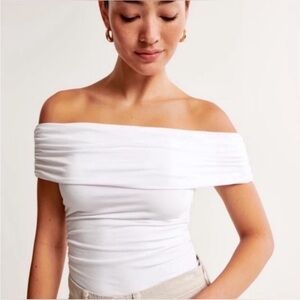 Abercrombie Cotton-Modal Ruched Off-The-Shoulder Top